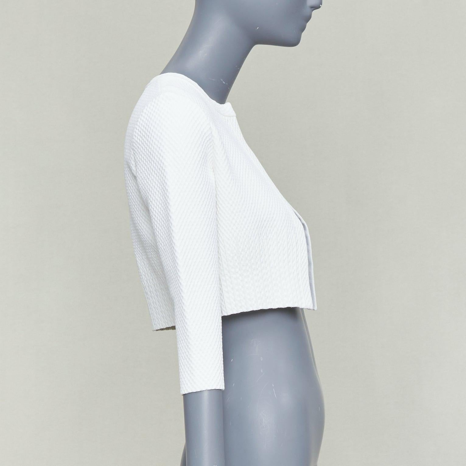 ALAIA Creme Viskosemischung texturierte Strickjacke FR36 S im Zustand „Hervorragend“ im Angebot in Hong Kong, NT