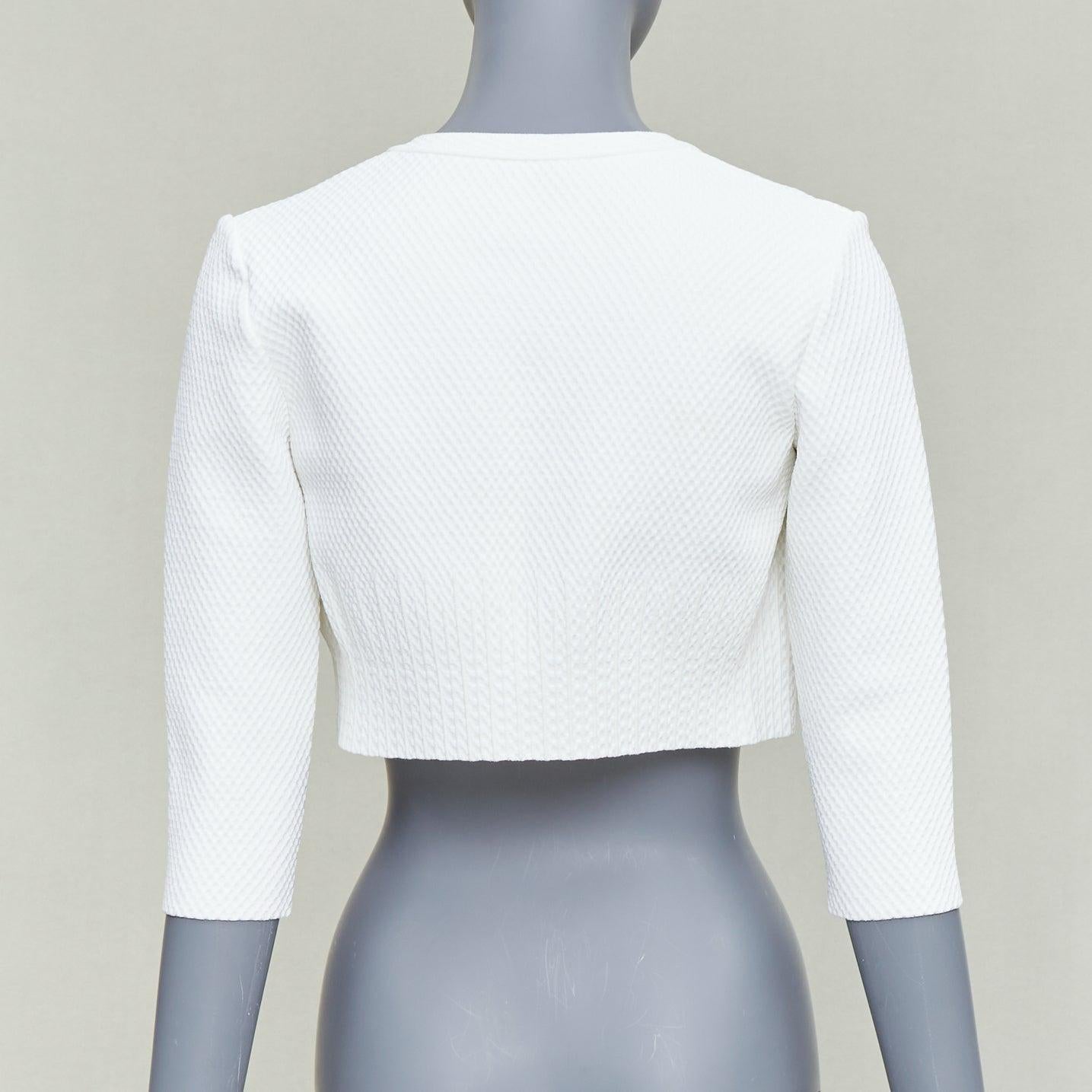 ALAIA Creme Viskosemischung texturierte Strickjacke FR36 S Damen im Angebot