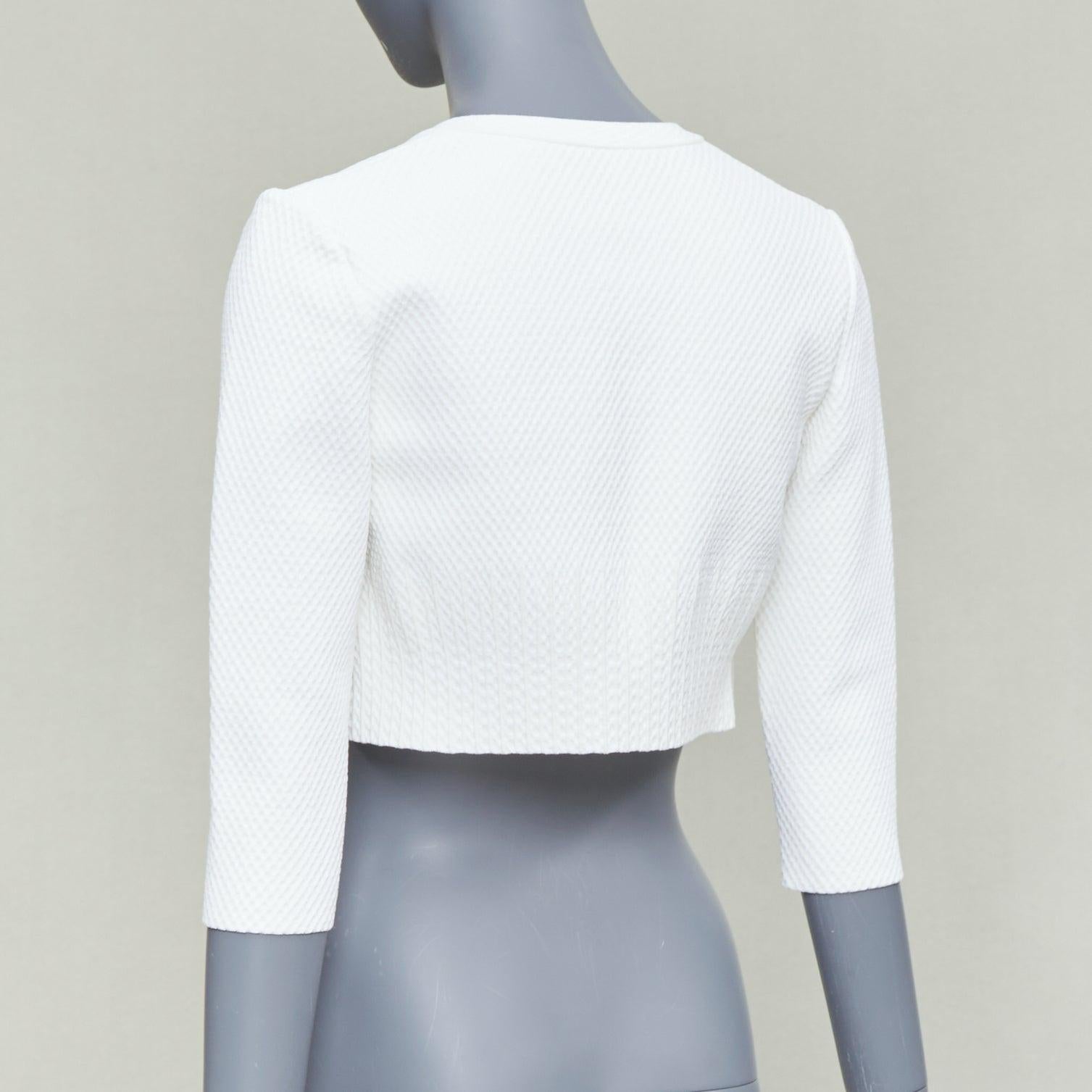 ALAIA Creme Viskosemischung texturierte Strickjacke FR36 S im Angebot 1