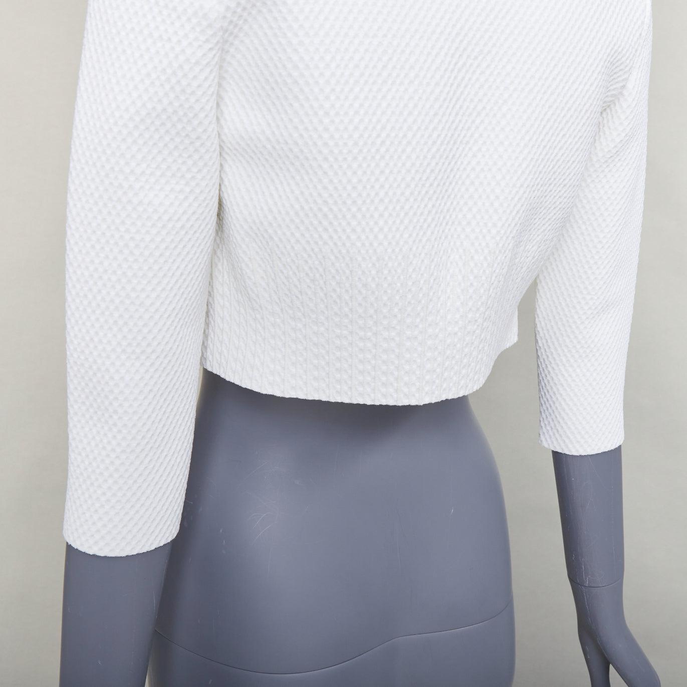 ALAIA Creme Viskosemischung texturierte Strickjacke FR36 S im Angebot 2