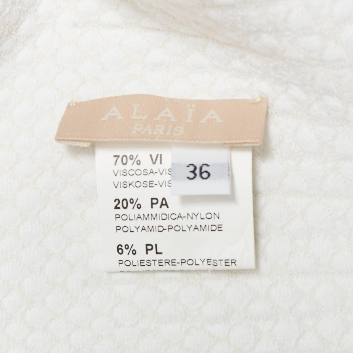 ALAIA Creme Viskosemischung texturierte Strickjacke FR36 S im Angebot 3