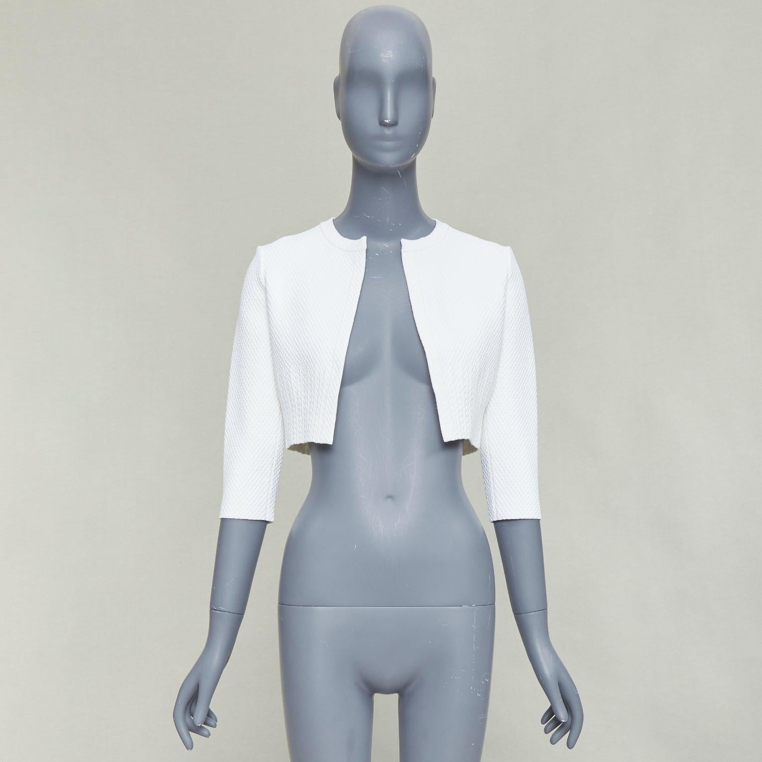 ALAIA Creme Viskosemischung texturierte Strickjacke FR36 S im Angebot 4