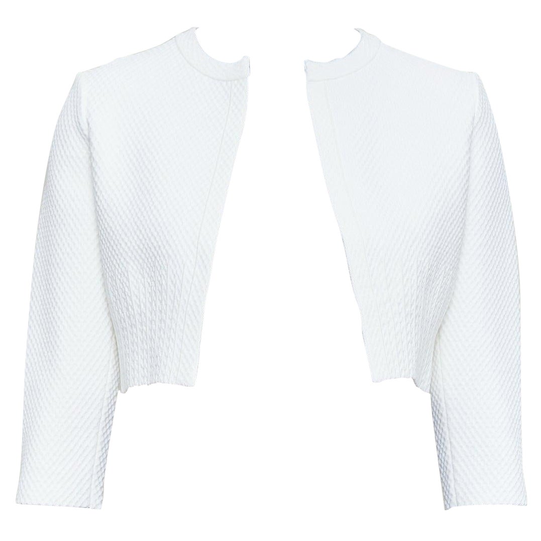 ALAIA cream viscose blend textured knit cropped cardigan jacket FR36 S