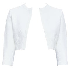 ALAIA cream viscose blend textured knit cropped cardigan jacket FR36 S