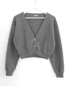 Alaia Cropped Cashmere Sculptural Cardigan Grey