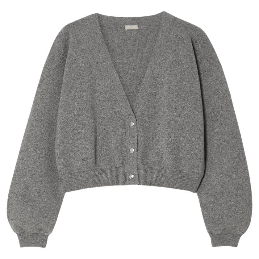 Alaia Cropped Cashmere Sculptural Cardigan Grey