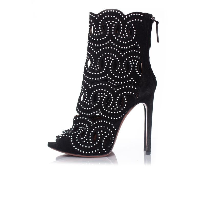 Alaia, cutout studded suede boots 3