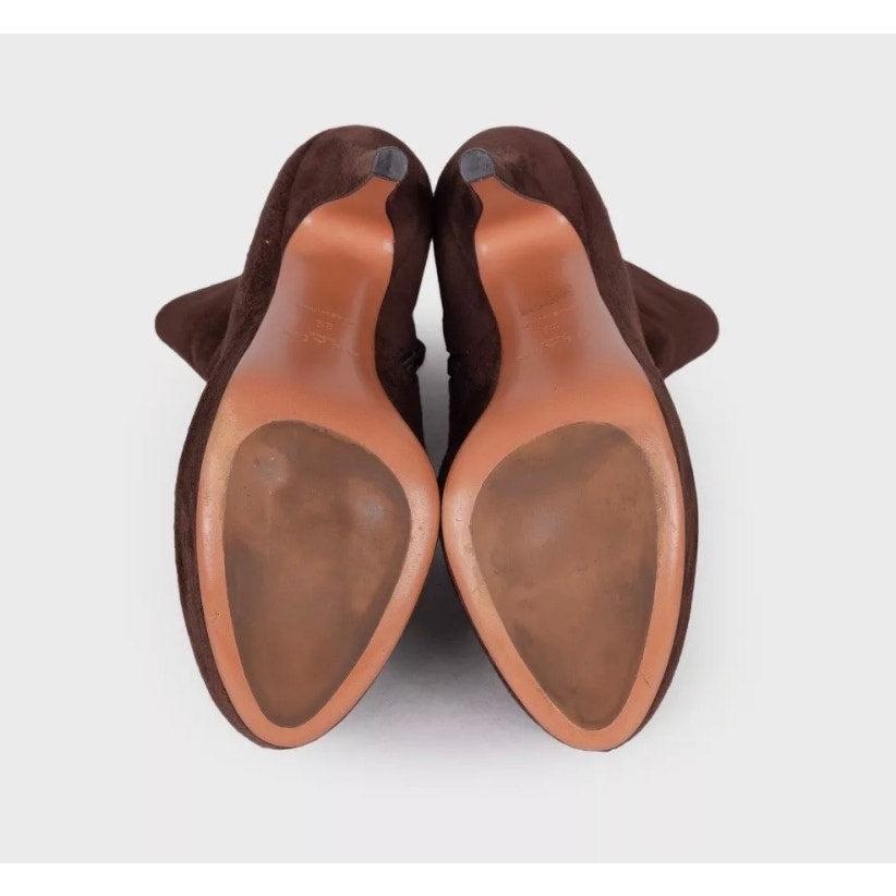 Alaïa Dunkelbraune Wildlederstiefel - Größe 39 Damen im Angebot