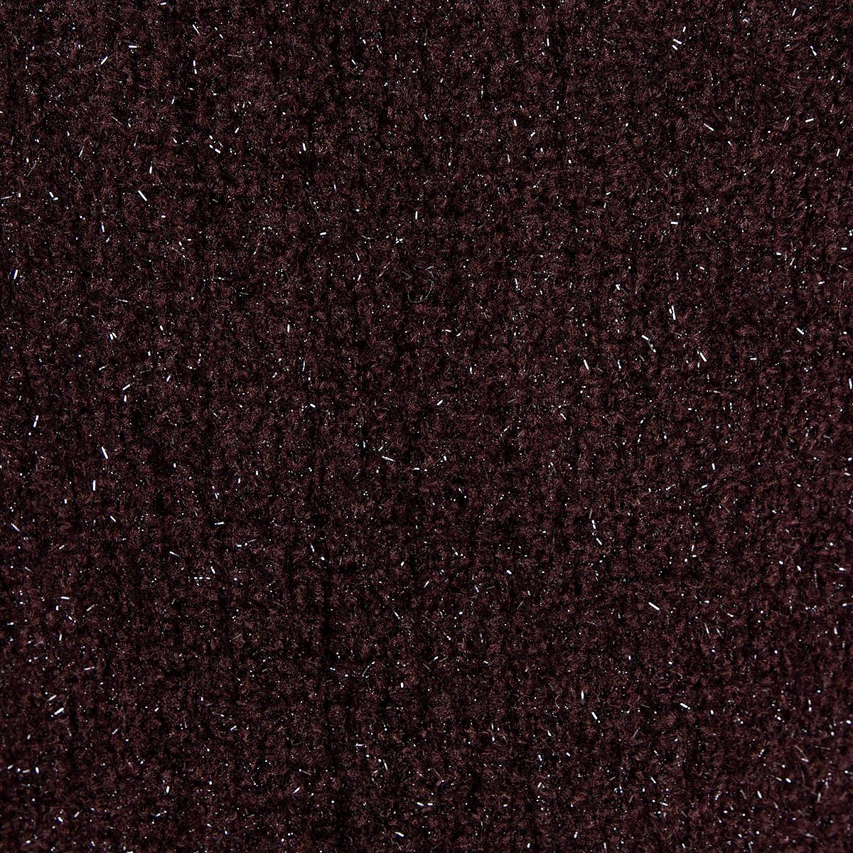 ALAIA dark brown wool blend RUFFLED LUREX KNIT Dress 42 L For Sale 1
