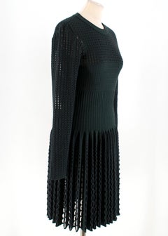 Alaia Dark-Green Eyelet-Knit Dress US 6