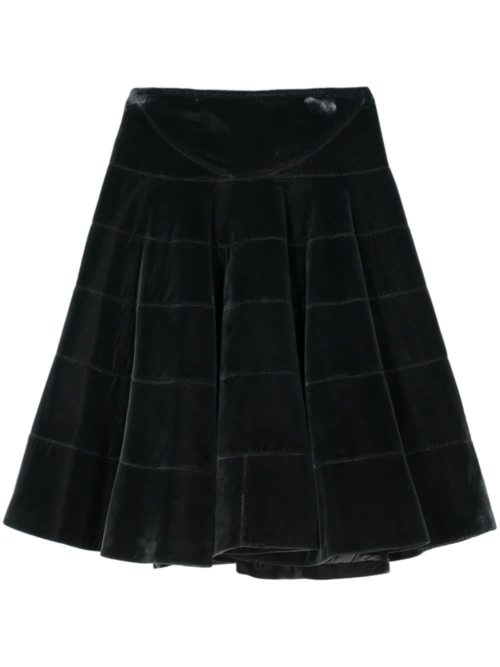 Black Alaia Dark Grey Velvet Skate Skirt