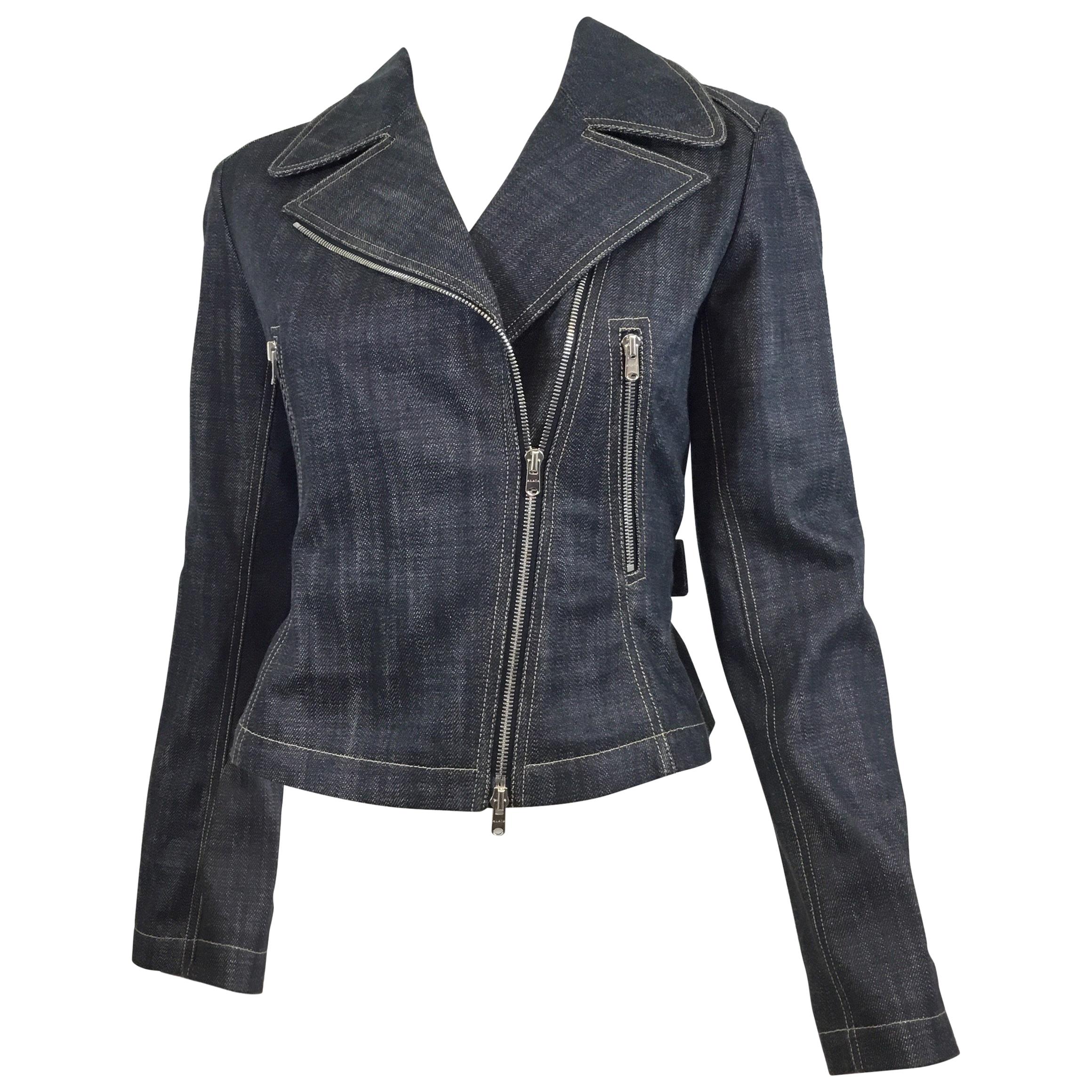 Alaia Denim Biker Zip Jacket