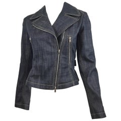 Alaia - Veste biker en jean avec fermeture éclair