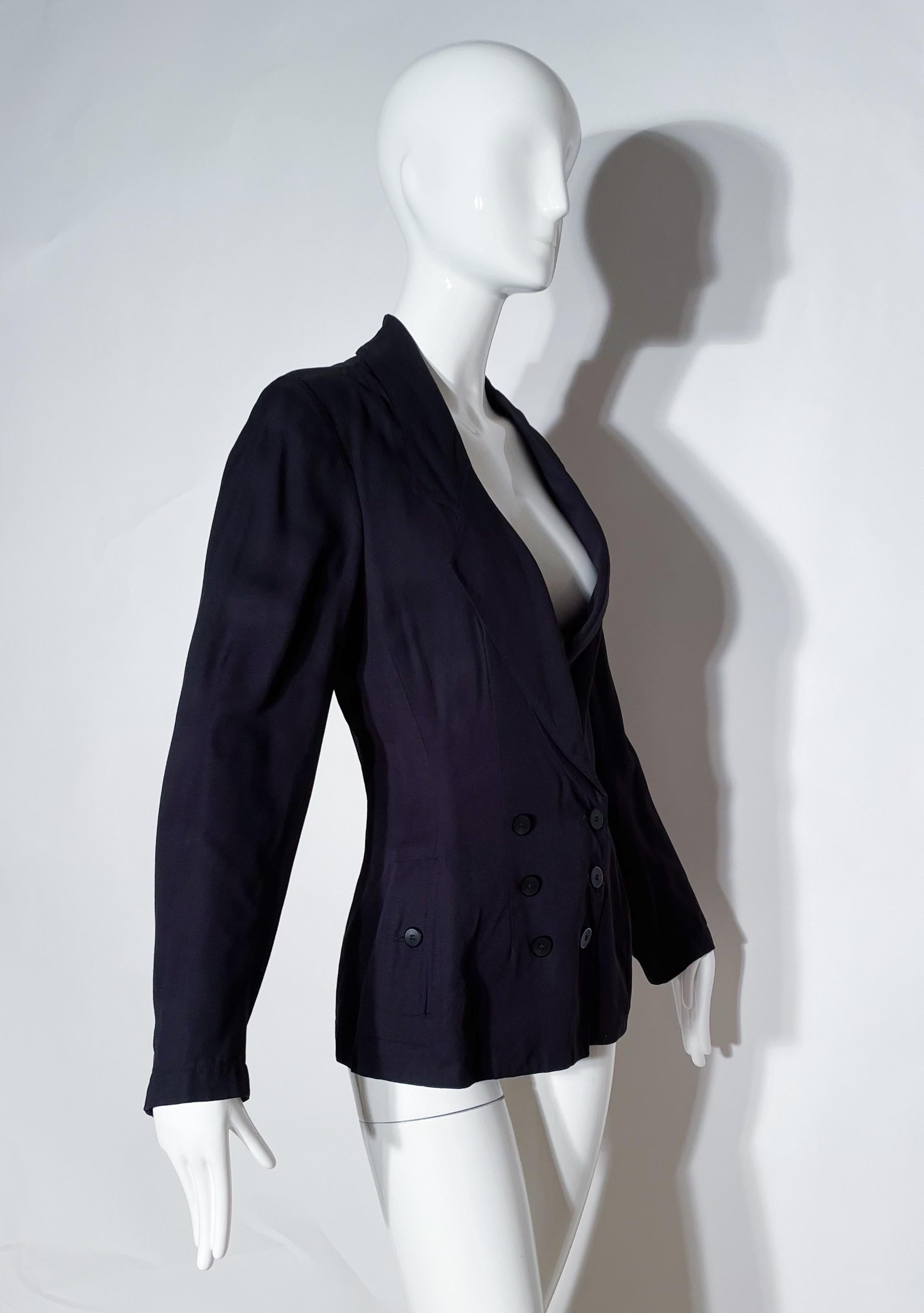 Black Alaia Double Breasted Blazer For Sale