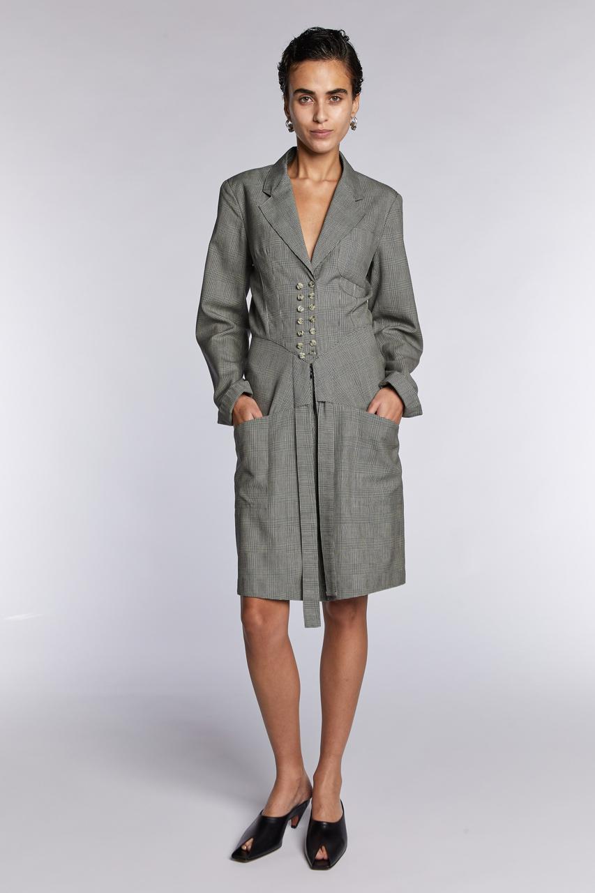 Alaïa Double Breasted Checked Dress A/W 1988 In Excellent Condition For Sale In London, GB