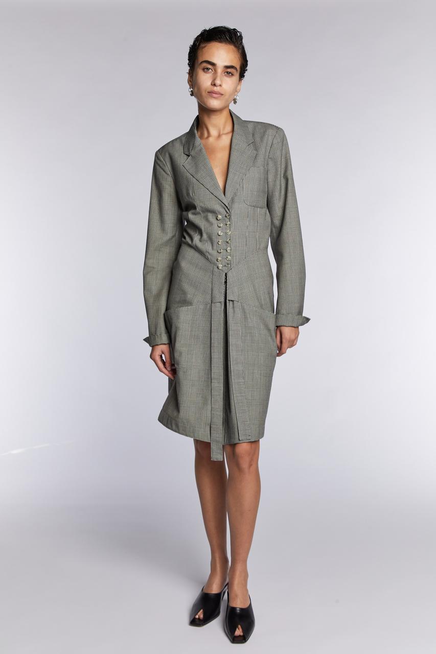Alaïa Double Breasted Checked Dress A/W 1988 For Sale 1