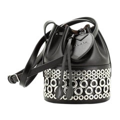 Alaia Drawstring Bucket Bag Grommet Embellished Leather Mini