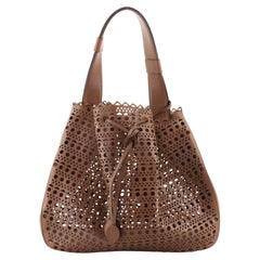 Alaia Drawstring Bucket Bag Perforated Leather Medium