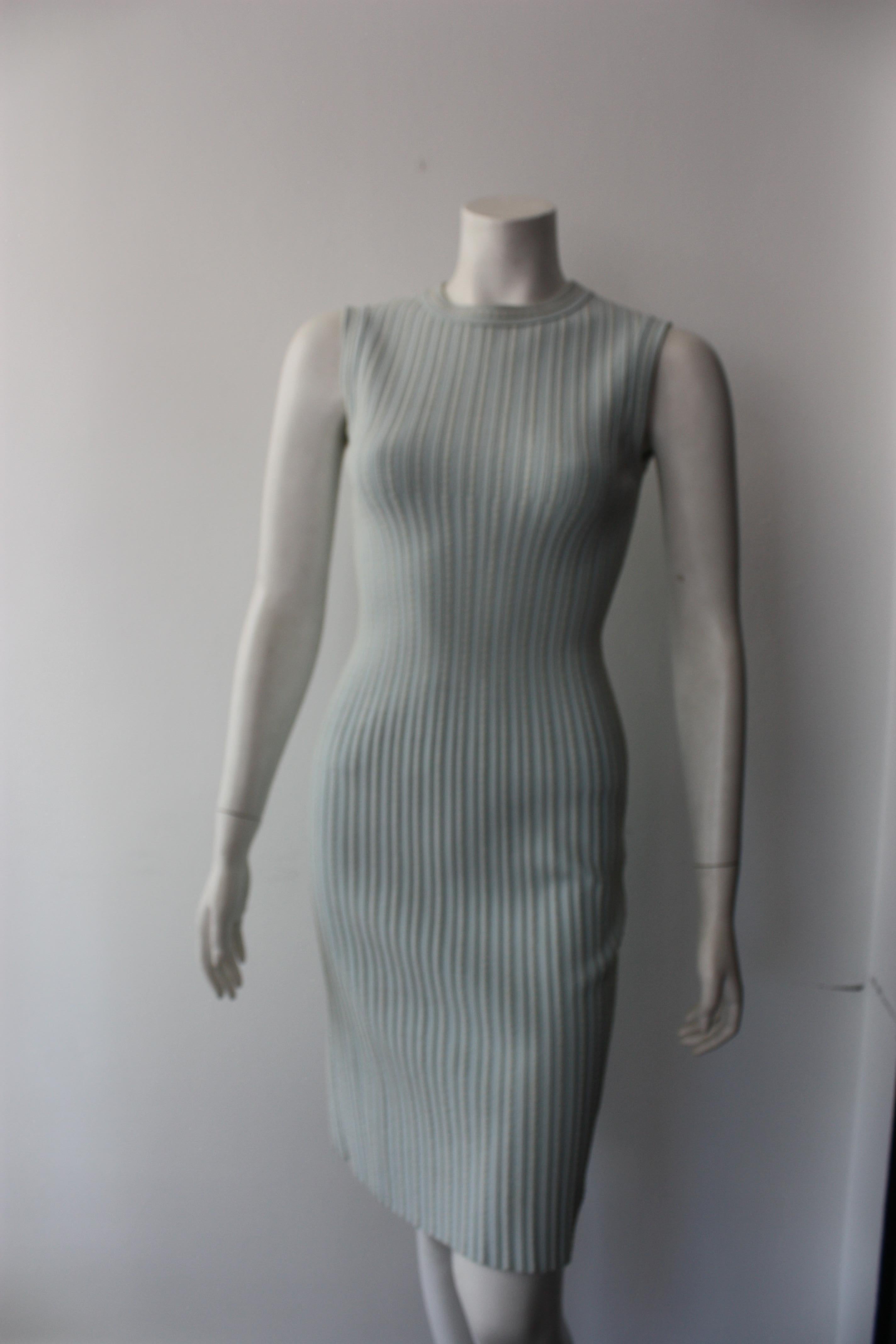 Gray Alaia Baby Blue Ensemble Dress and Crop Jacket Size 38 For Sale