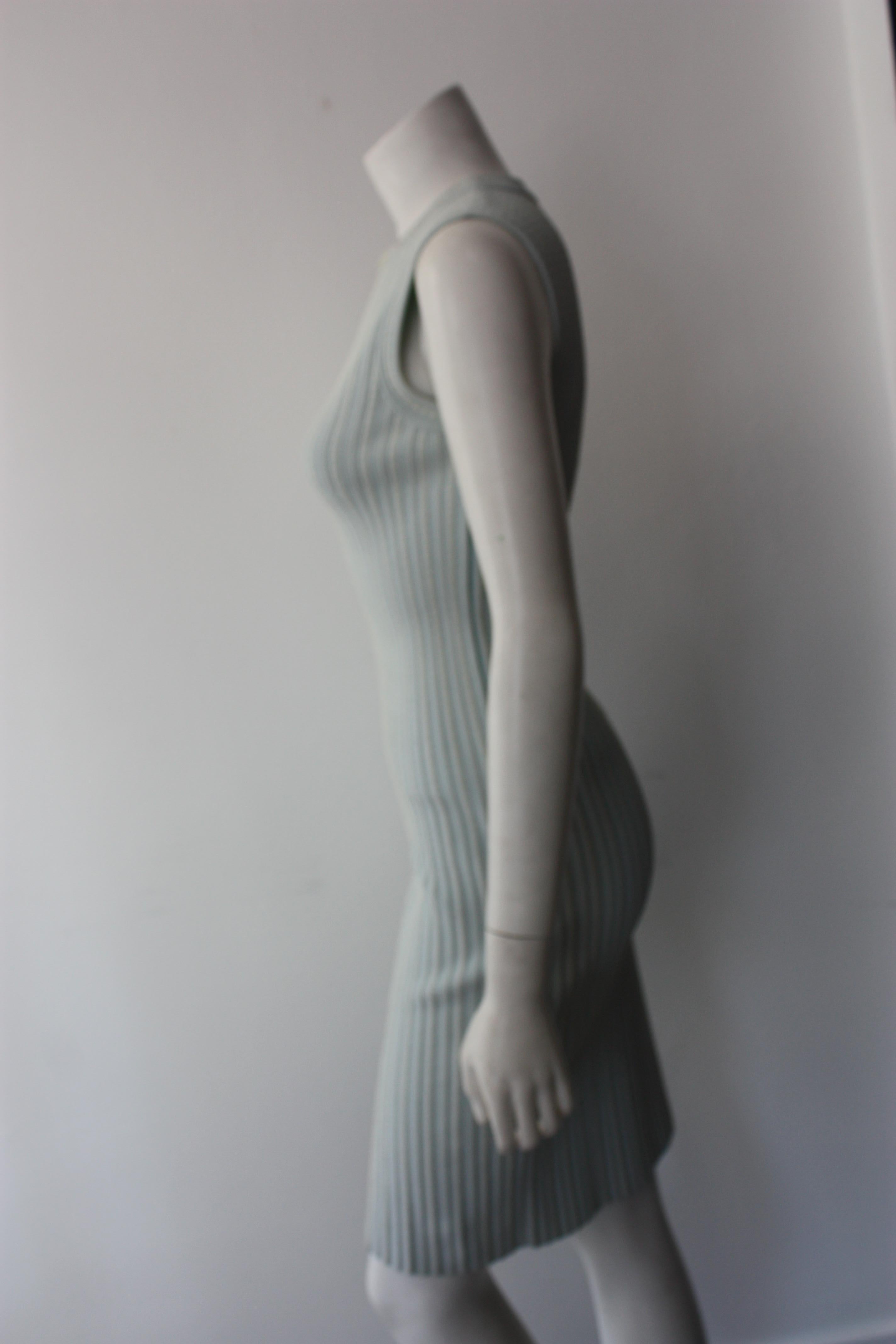 Alaia Baby Blue Ensemble Dress and Crop Jacket Size 38 In Good Condition For Sale In Thousand Oaks, CA