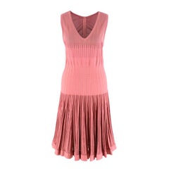 Alaia Dusty Rose Stretch Knit Ribbed Skater Dres