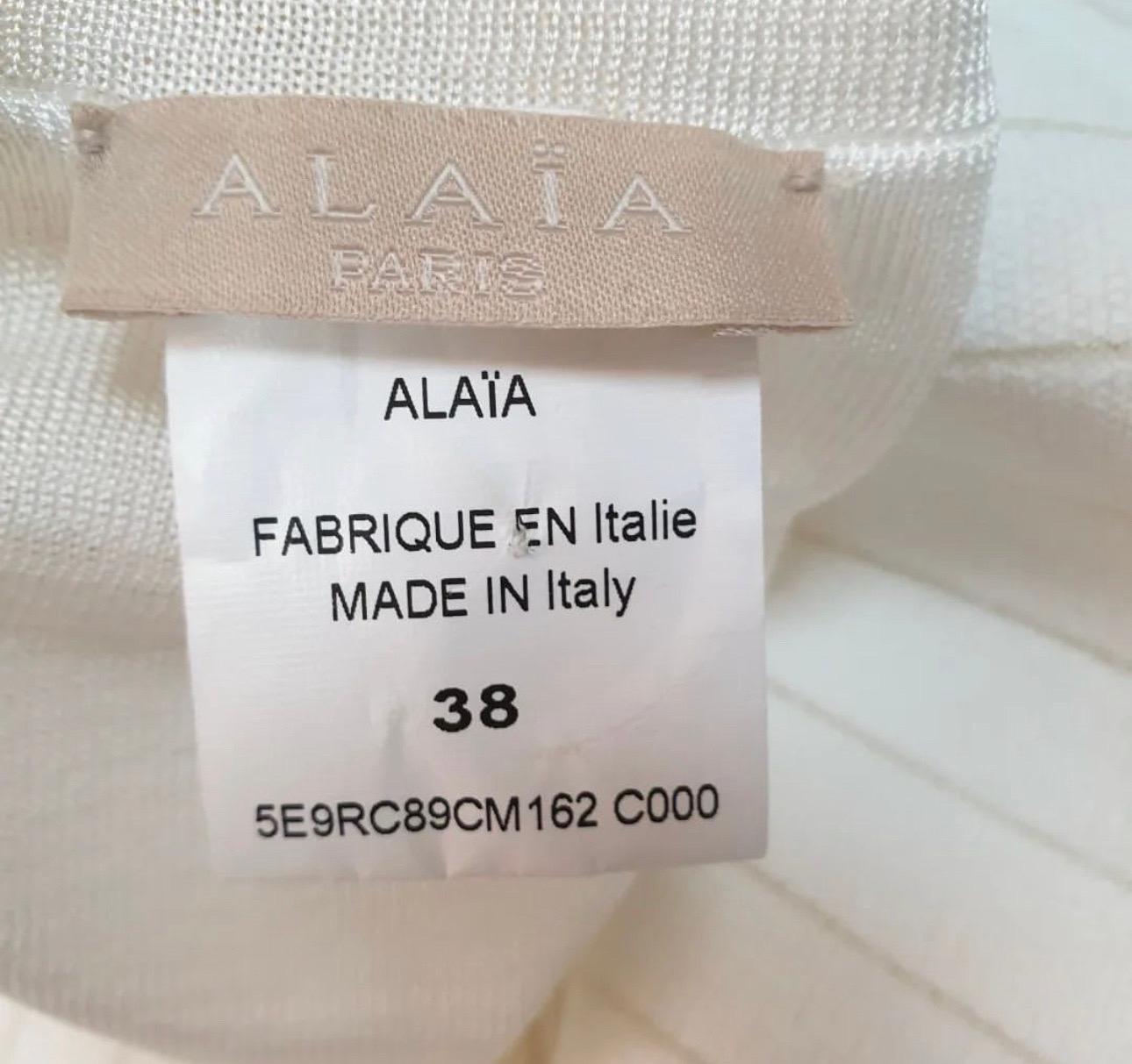 Women's Alaia Ecru Sleevless Mini Dress