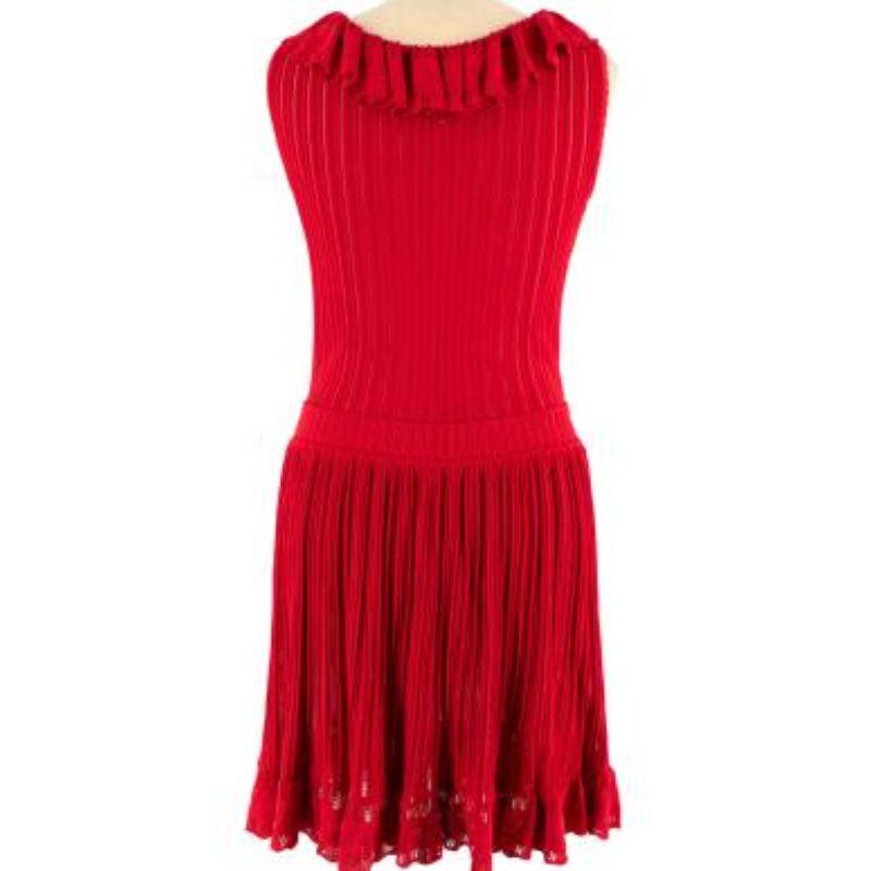 Alaia Edition Ete 1992 Red Pleated Stretch Knit Dress In Excellent Condition For Sale In London, GB