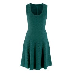 Alaia Emerald Green Fit-and-Flare Sleeveless Dress - Size US 4