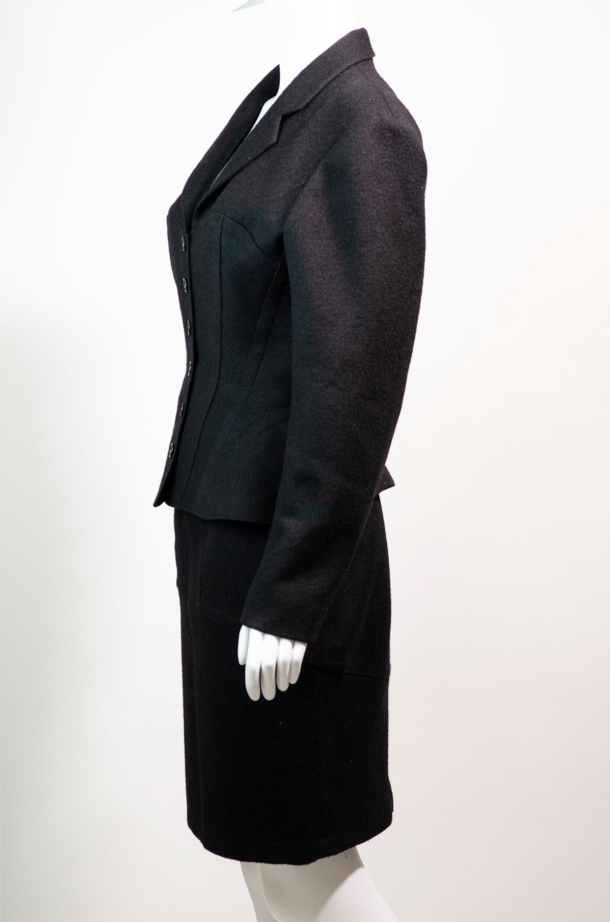 ALAÏA F/W 1987 Runway Vintage Wool Corset Suit In Excellent Condition In Berlin, BE
