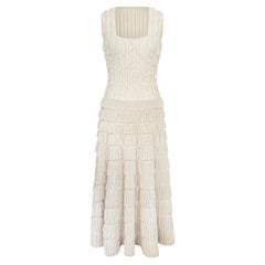 Alaïa A/I 2021 Vestito in maglia con volant avorio