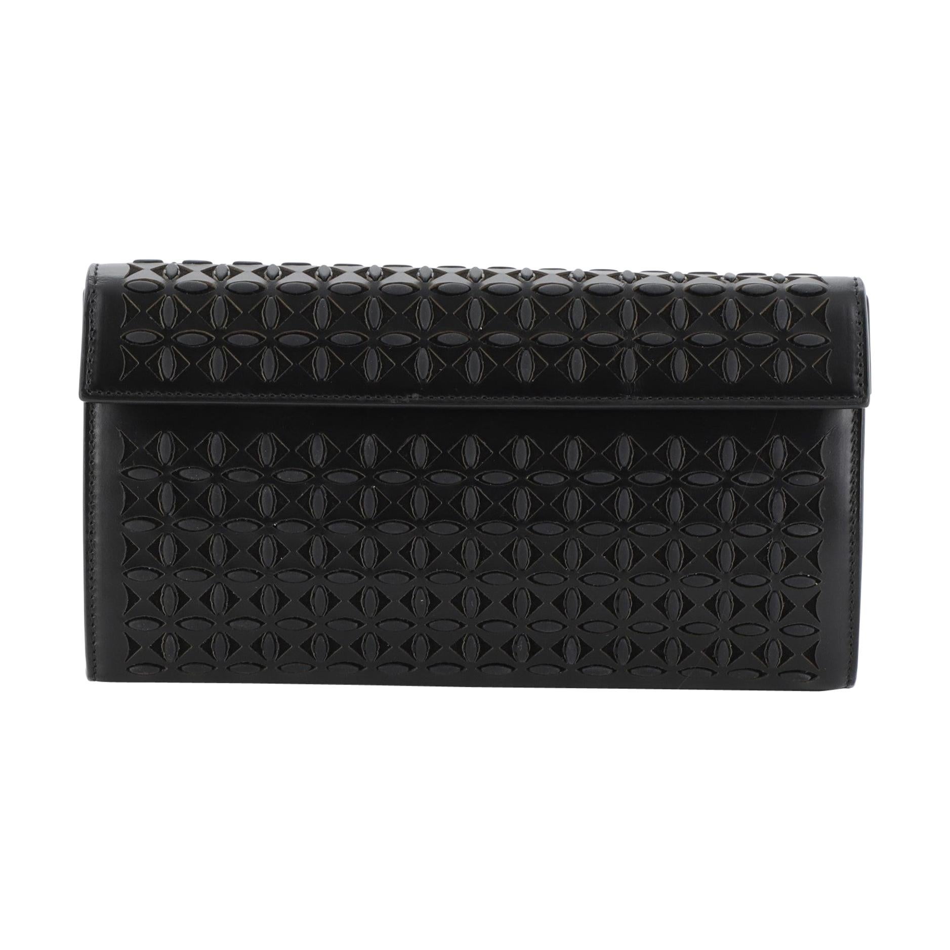 Alaia Flap Clutch Laser Cut Leather Small