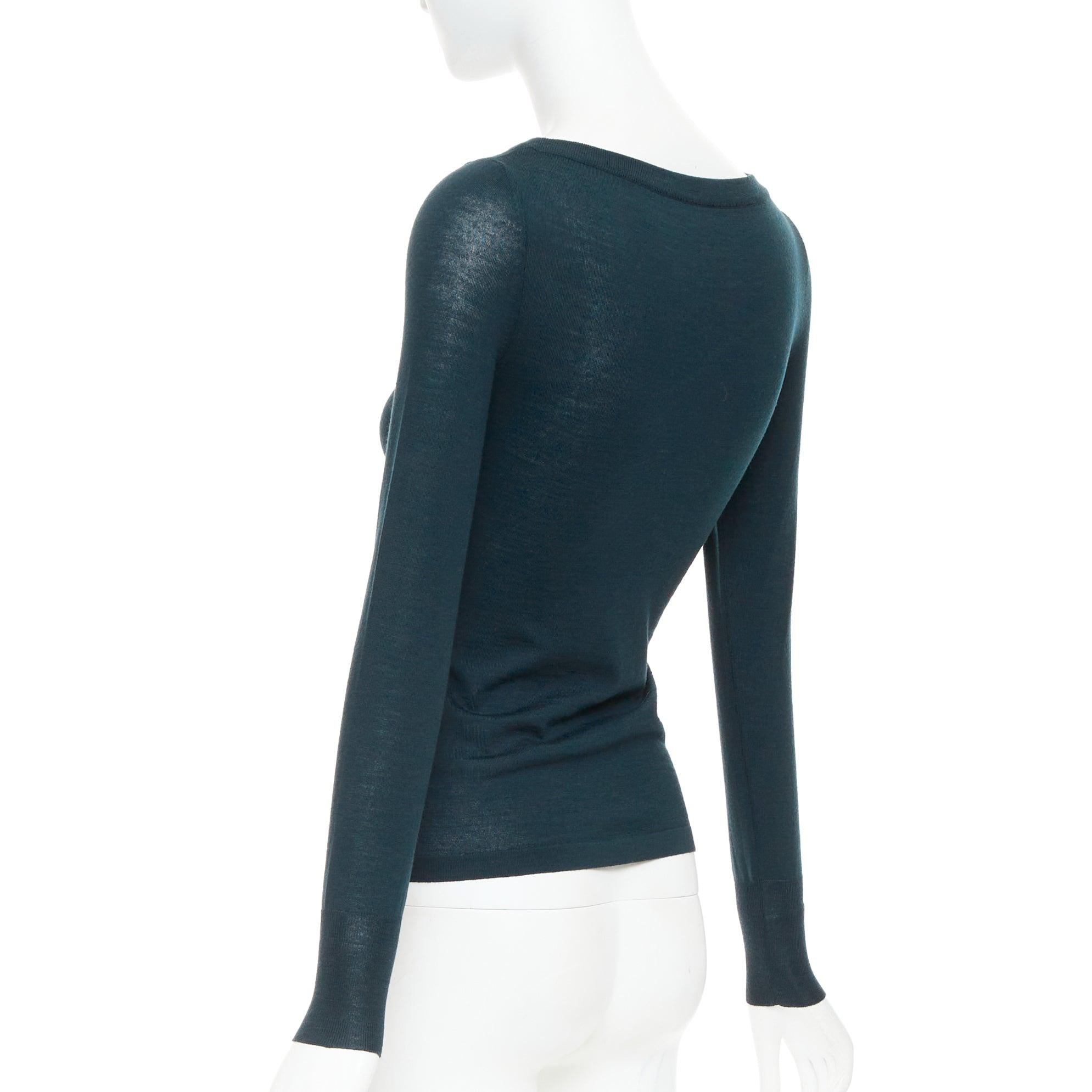 ALAIA maglione verde bosco in lana leggera con scollo a bateau FR36 S in vendita 1