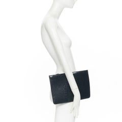 ALAIA forest green stamped scaled leather top zip clutch pouch bag