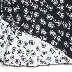 Alaia FR36 Black White Flowers viscosa Knit Skirt