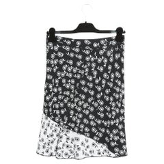 Alaia FR36 Black White Flowers viscosa Knit Skirt 