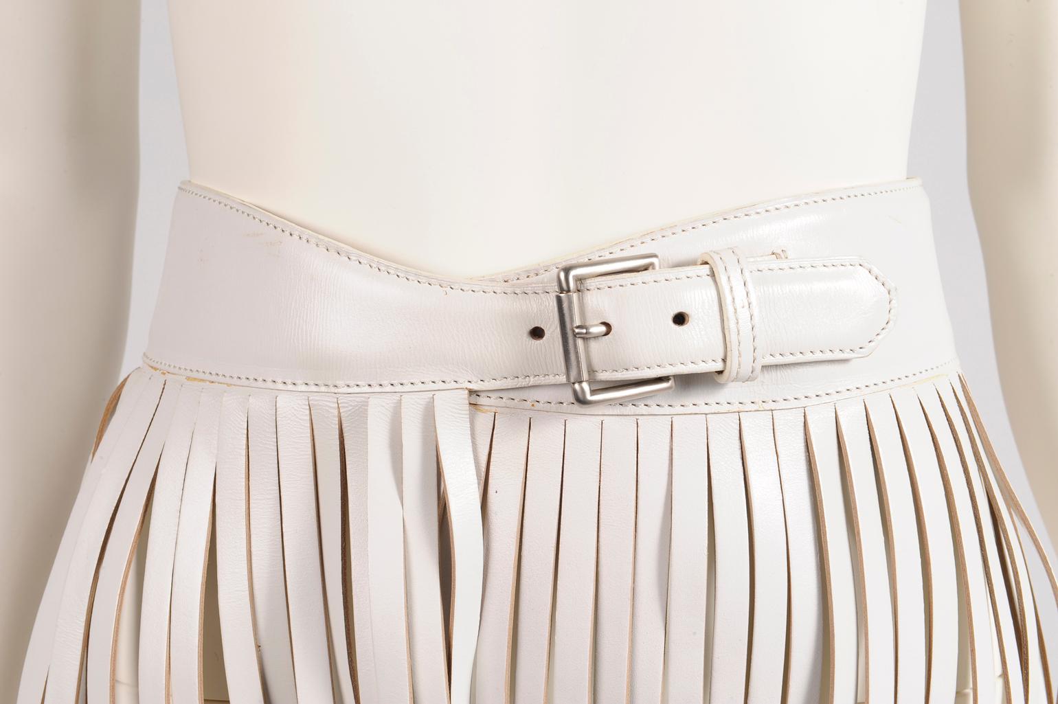 Gray Alaïa Fringed Leather Skirt Belt, Circa 2001