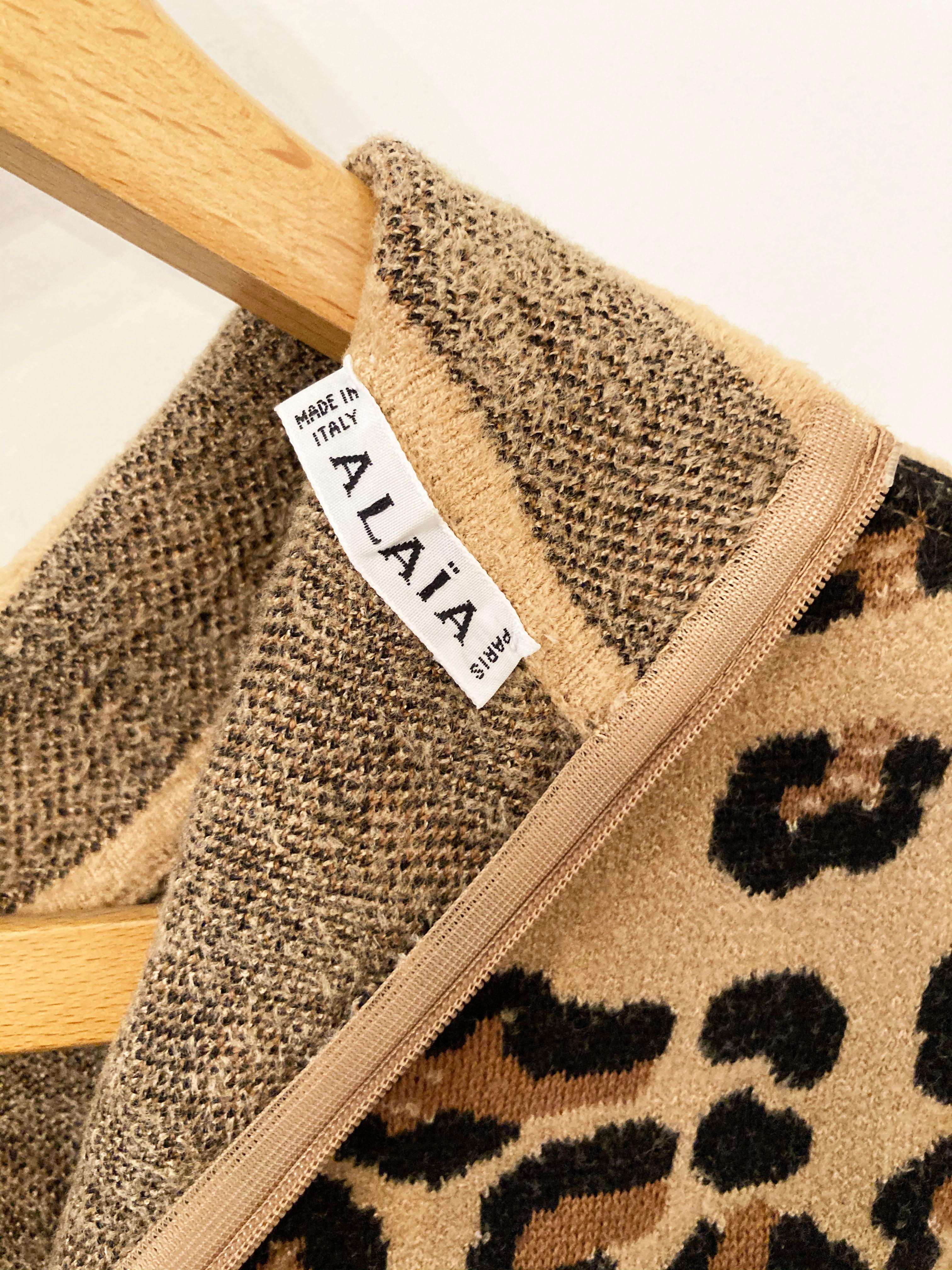 Alaïa FW1991 Leopard Knit Jumpsuit For Sale 6