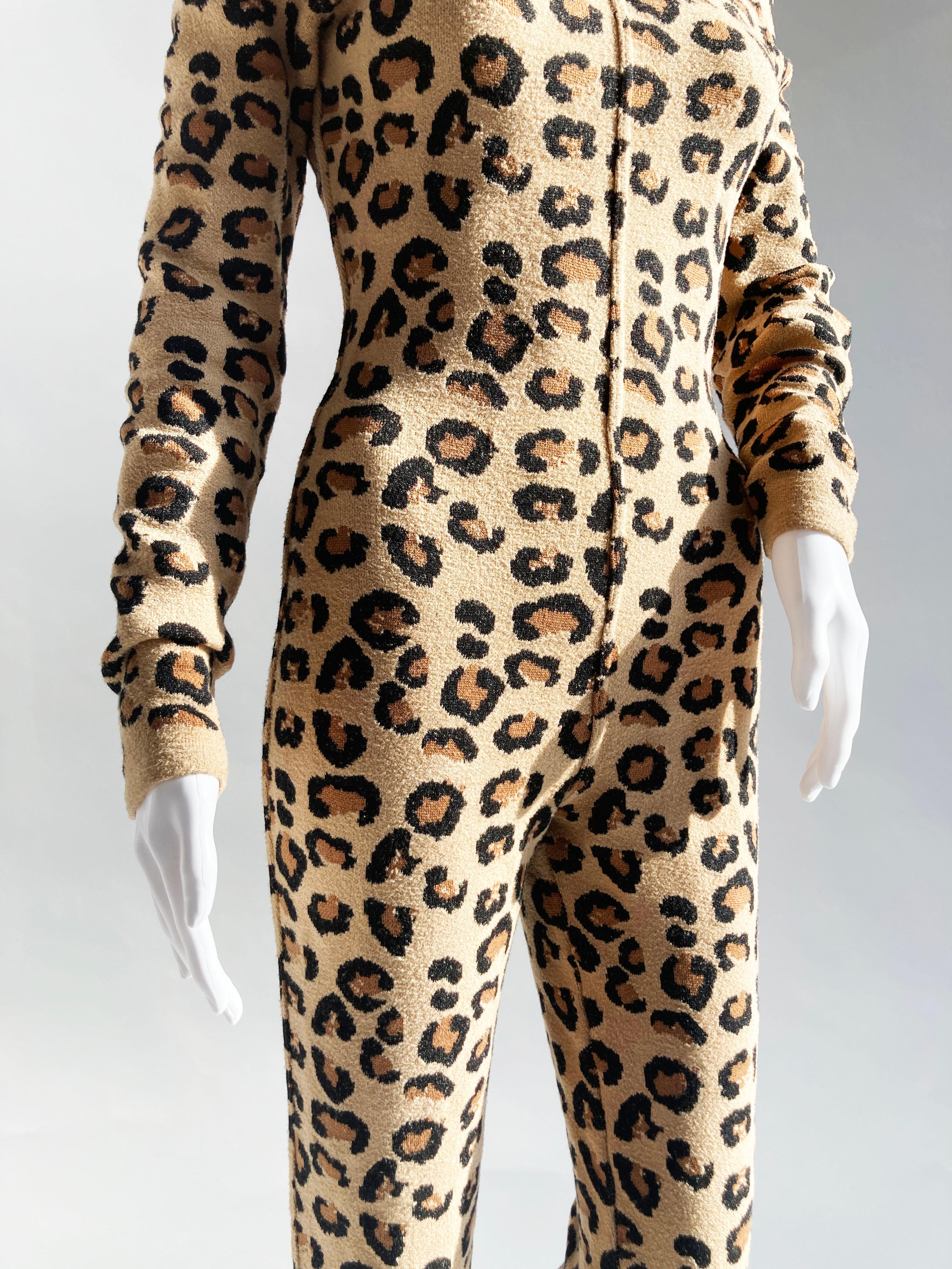 Alaïa FW1991 Leopard Knit Jumpsuit For Sale 1