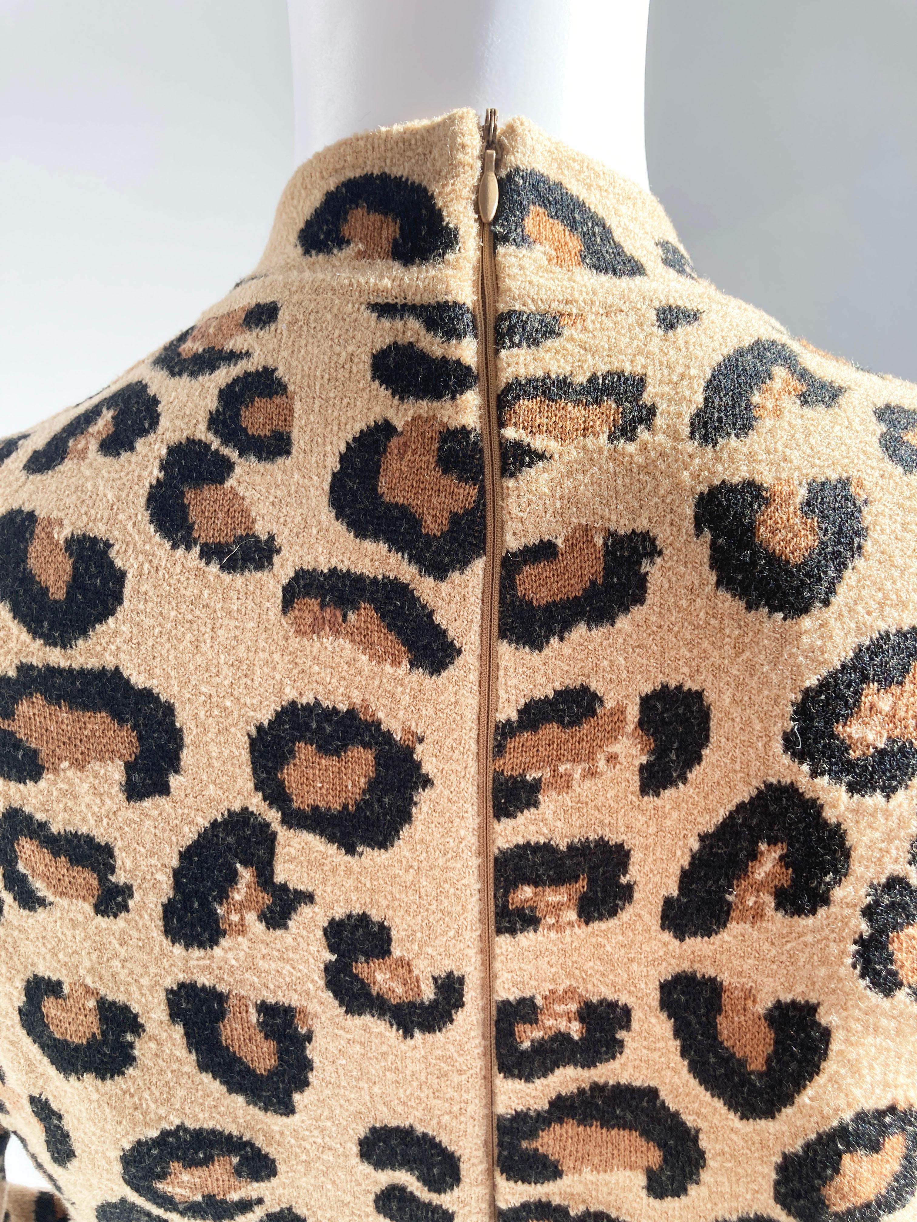 Alaïa FW1991 Leopard Knit Jumpsuit For Sale 5