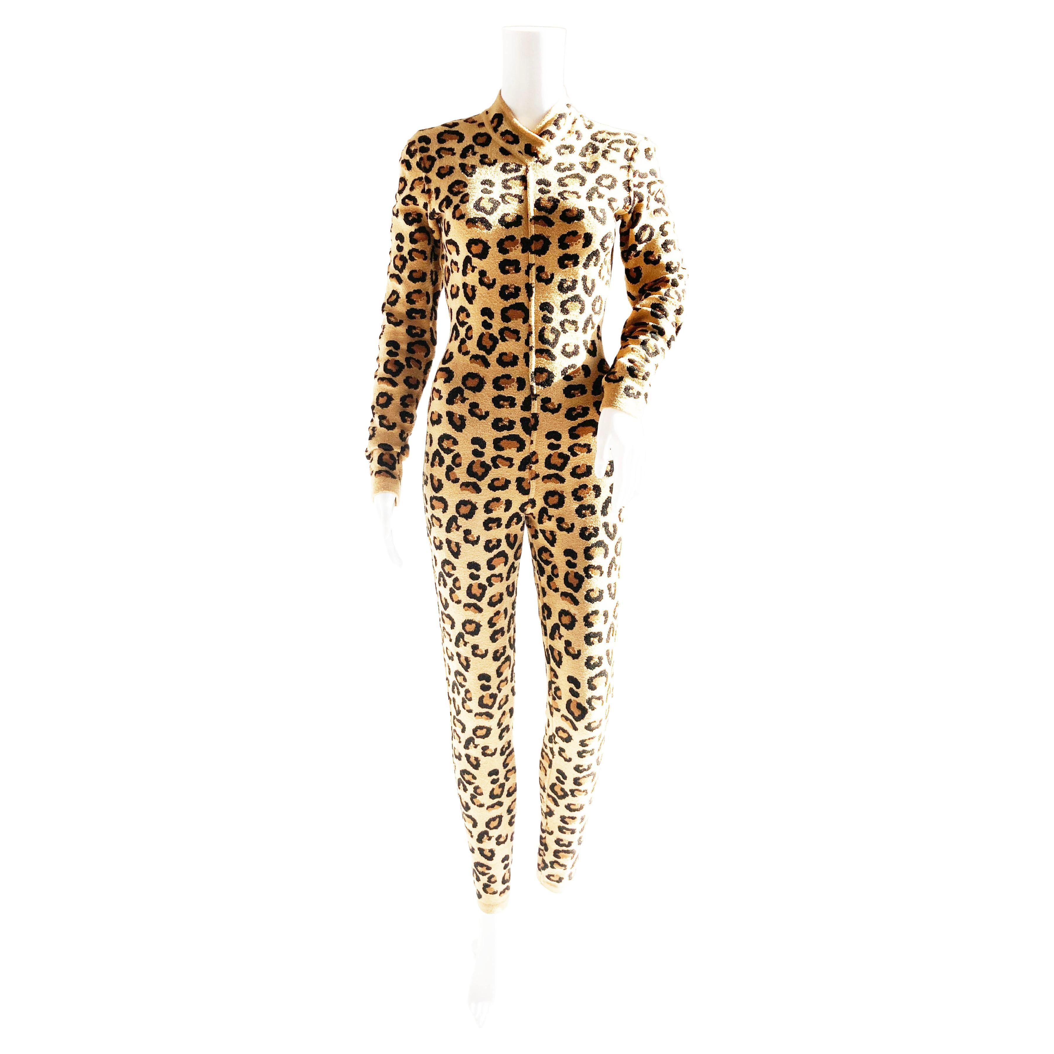 Alaïa FW1991 Leopard Knit Jumpsuit For Sale