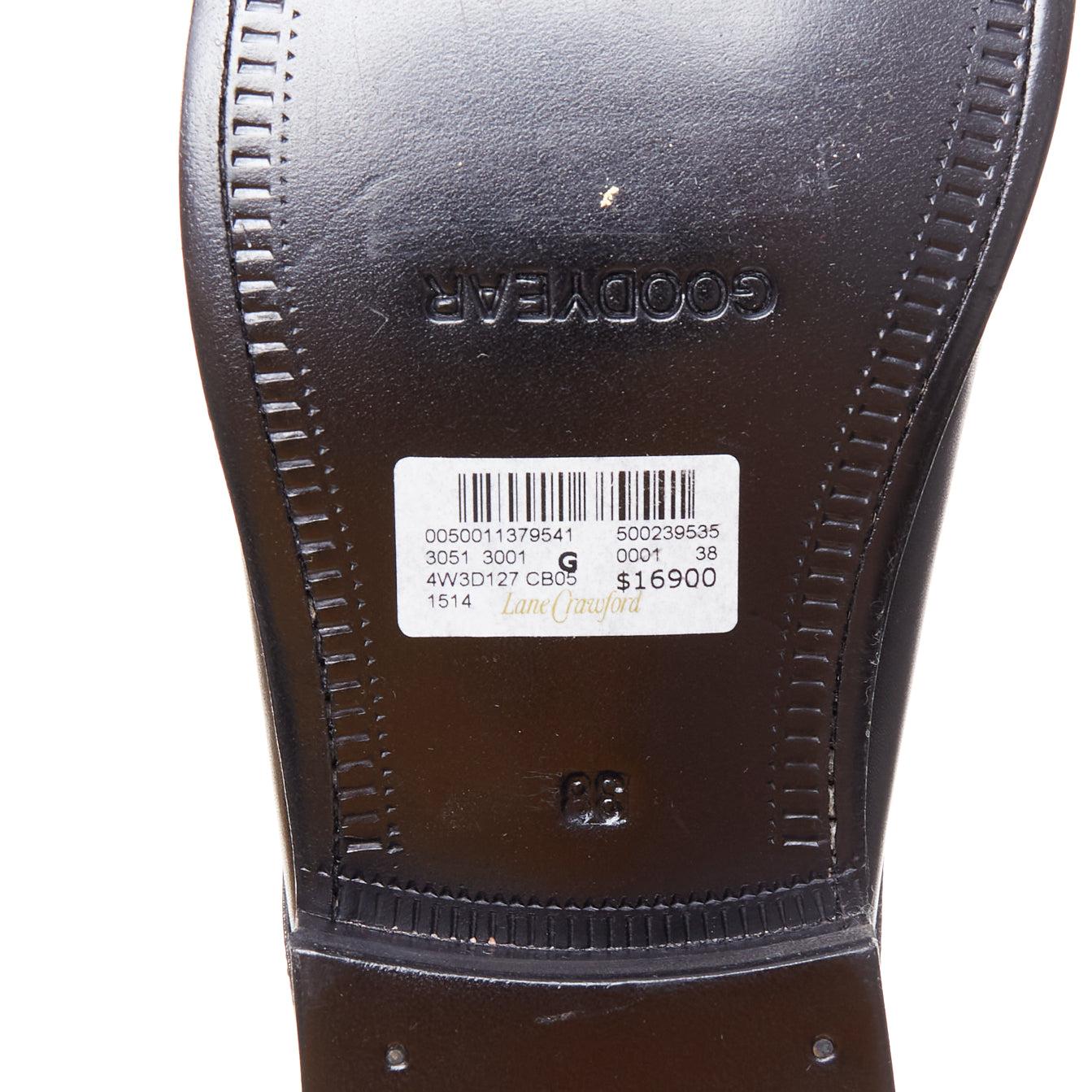 ALAIA Goodyear schwarzes Leder geflochtener Brogue mit Laser Cut Out EU38 im Angebot 5