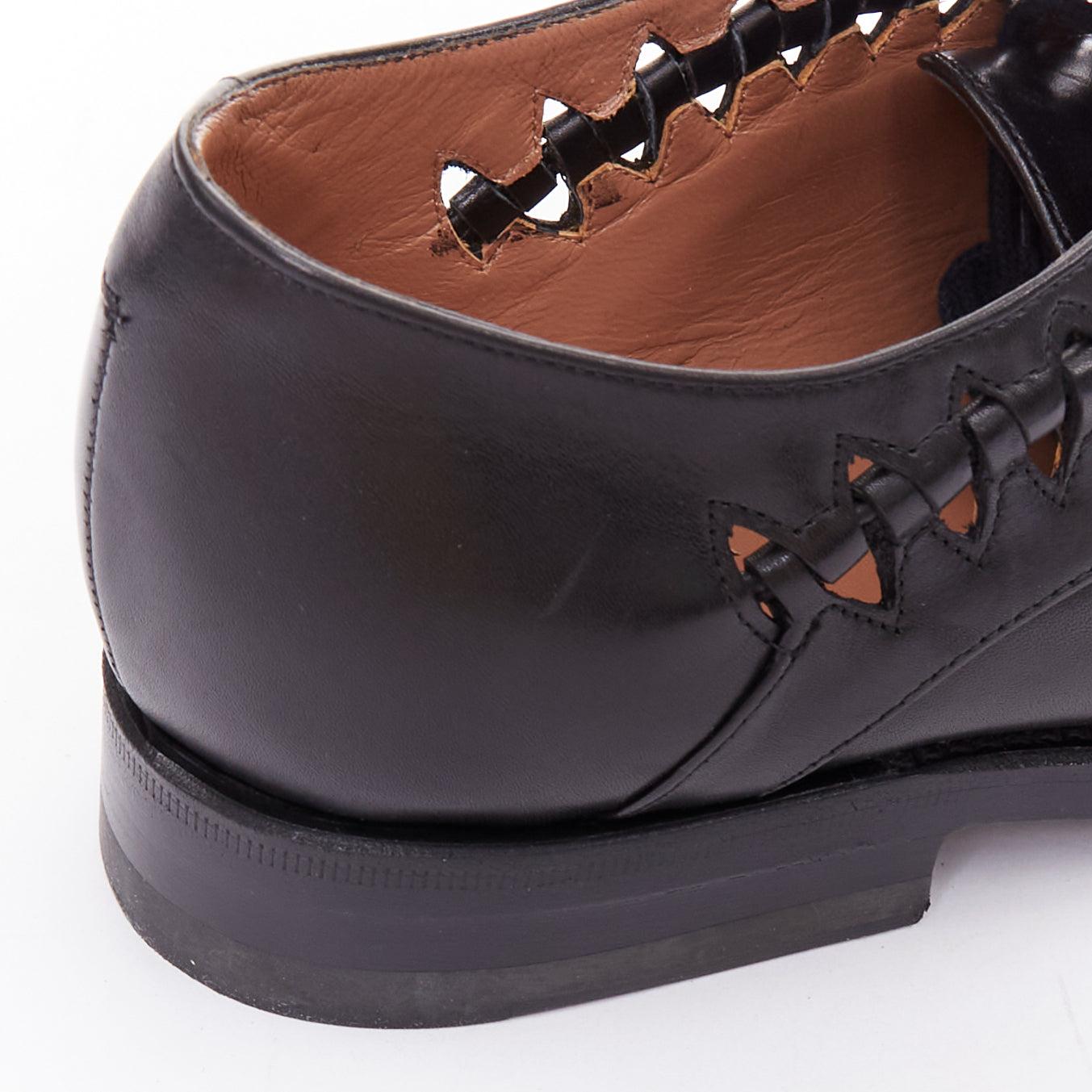 ALAIA Goodyear schwarzes Leder geflochtener Brogue mit Laser Cut Out EU38 im Angebot 3