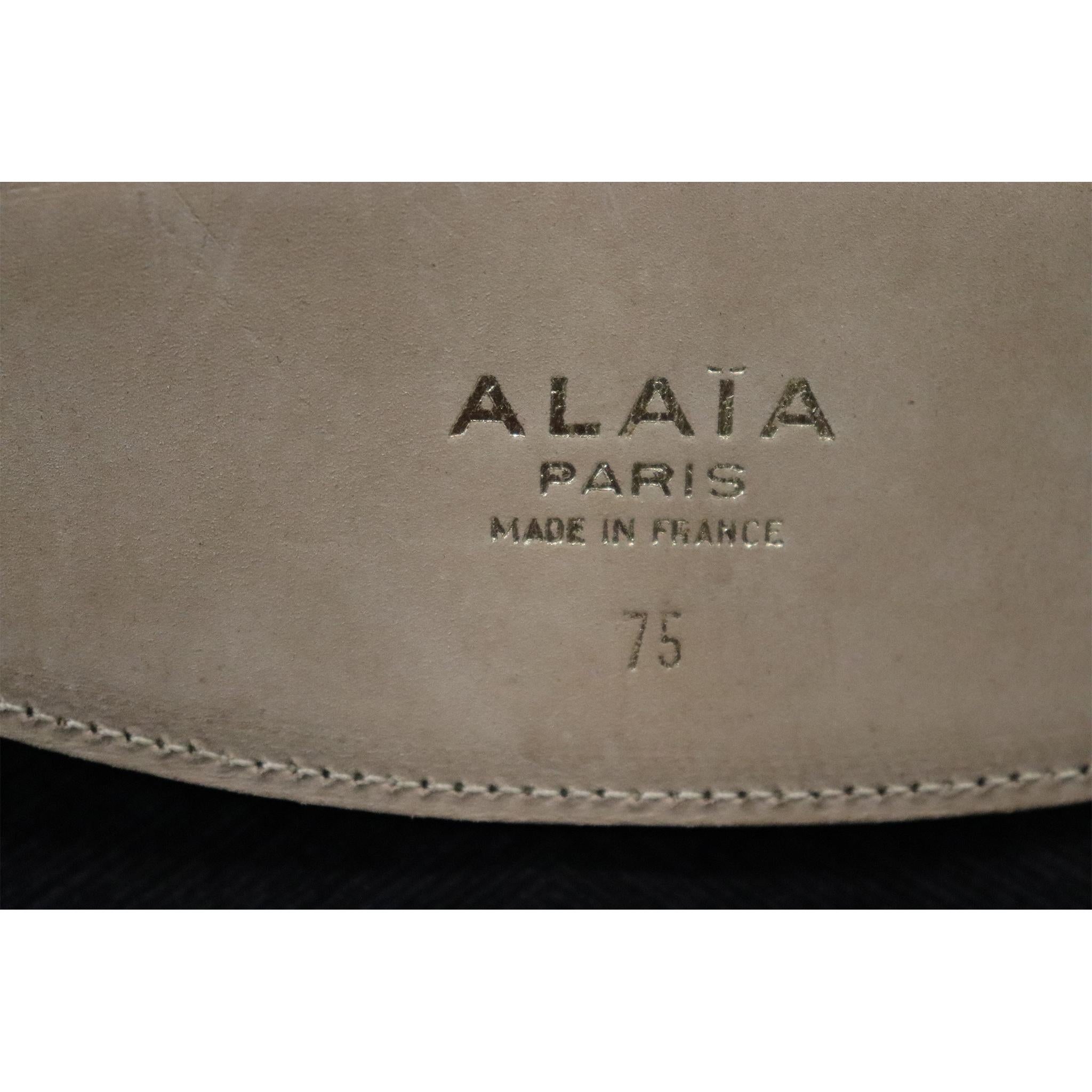 Alaia  Gray Leather Belt W/ Gold Accents In New Condition In Los Angeles, CA