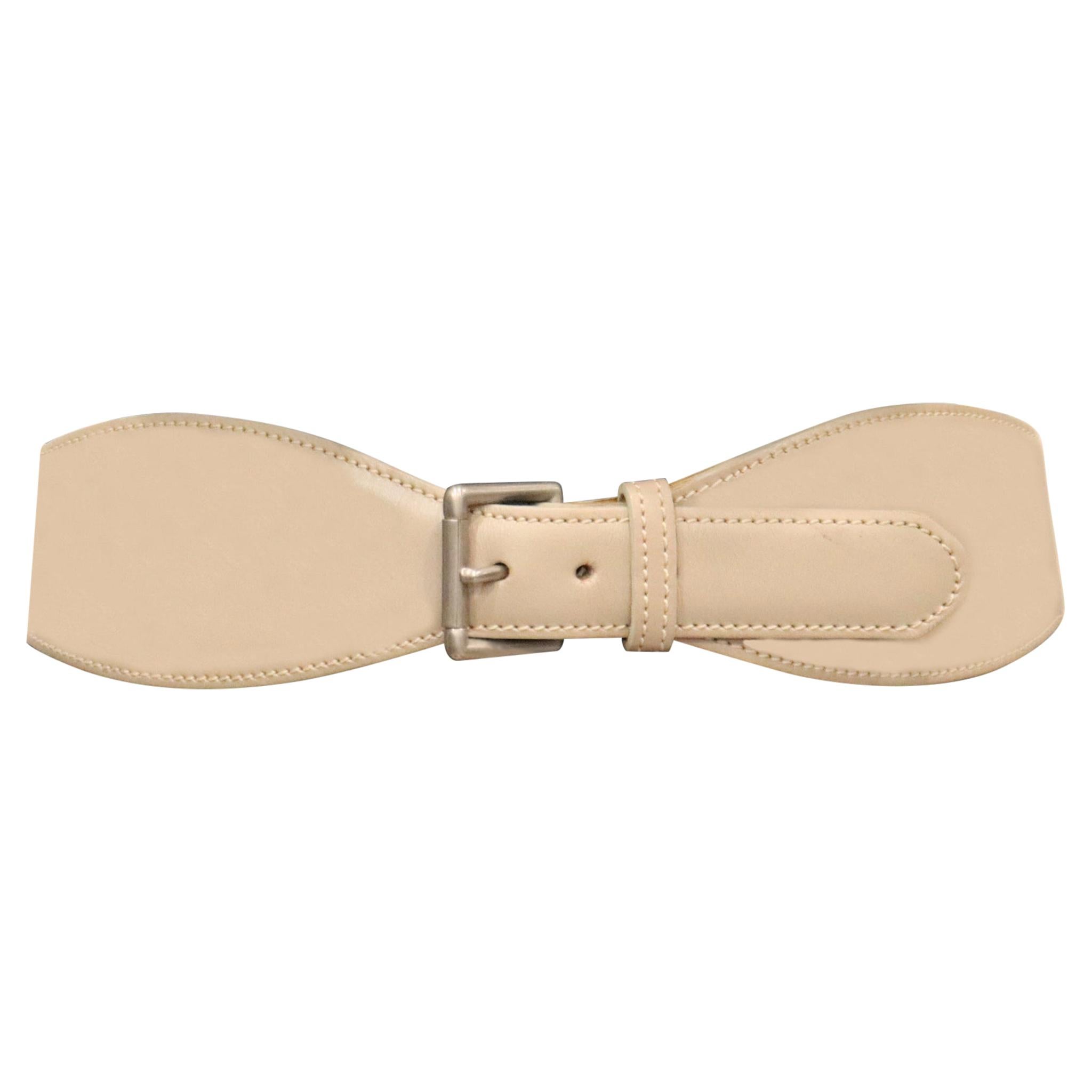 Alaia  Gray Leather Belt W/ Gold Accents