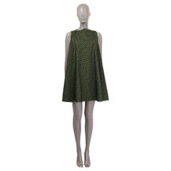 ALAIA green & black wool & VELVET MINI TENT Dress 38 S