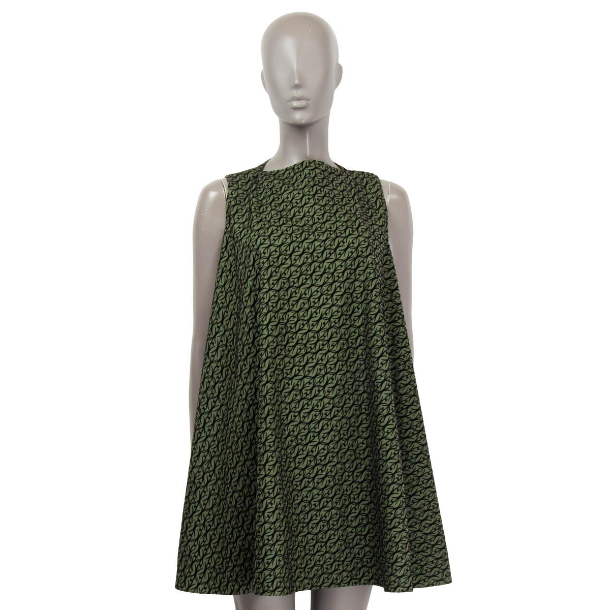 Black ALAIA green & black wool & VELVET MINI TENT Dress 38 S For Sale