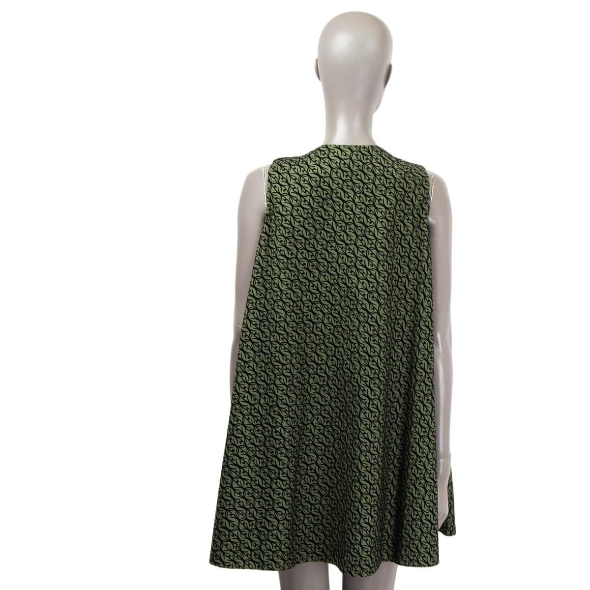 Women's ALAIA green & black wool & VELVET MINI TENT Dress 38 S For Sale