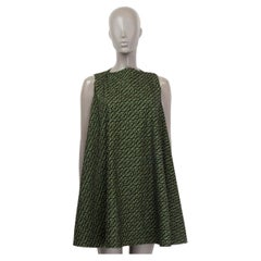ALAÏA Mini-robe verte et noire en laine et velours, 38 S