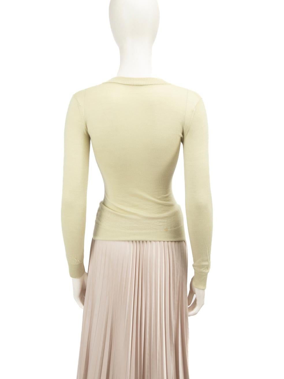 Beige Alaïa Green Cashmere Long Sleeve Top Size XS For Sale