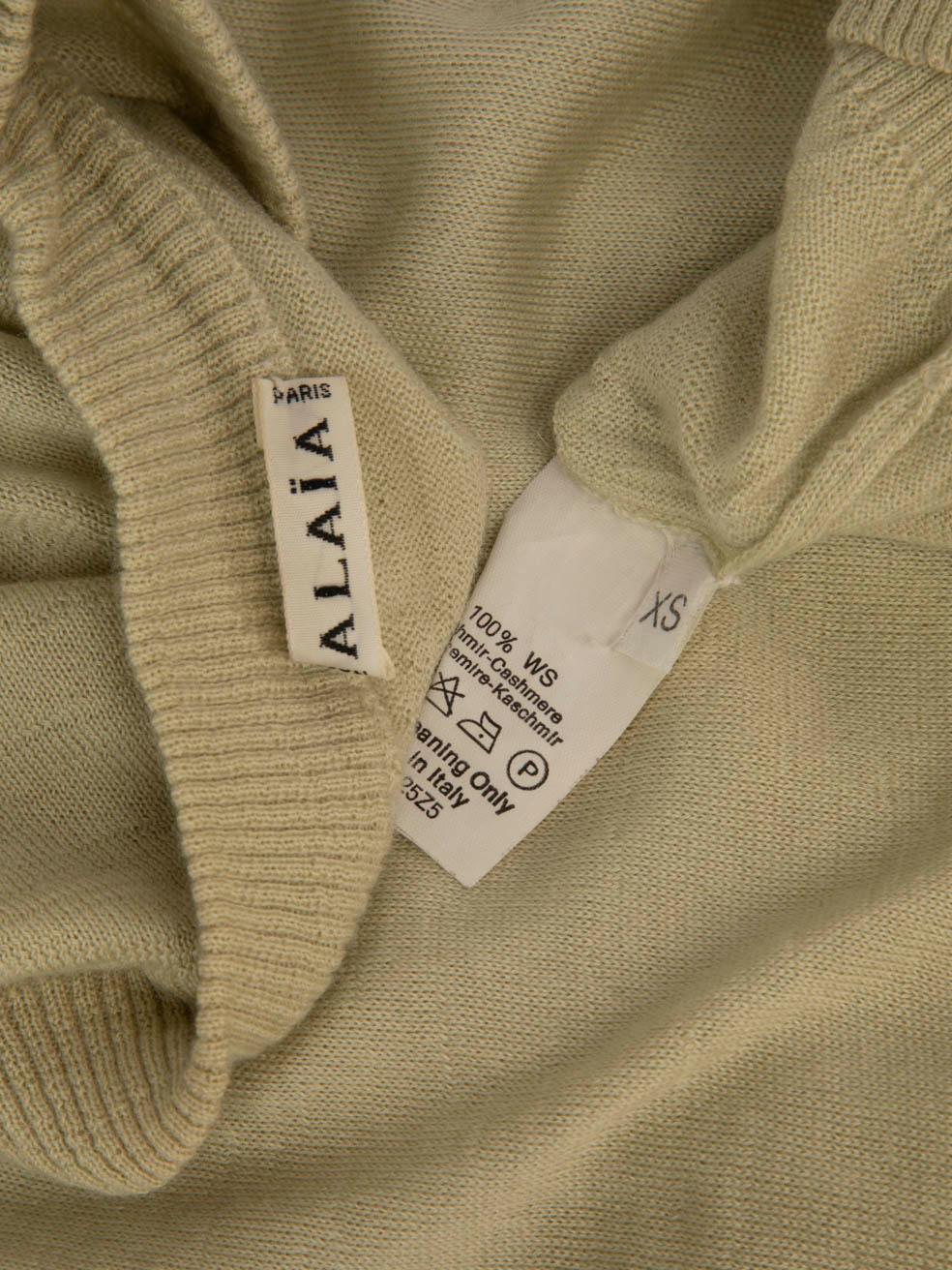 Alaïa Green Cashmere Long Sleeve Top Size XS For Sale 1